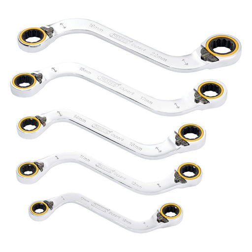 Draper 03947 Draper Expert HI-TORQ® Double Ring Reversible Ratchet S-Shape Spanner Set (5 Piece)