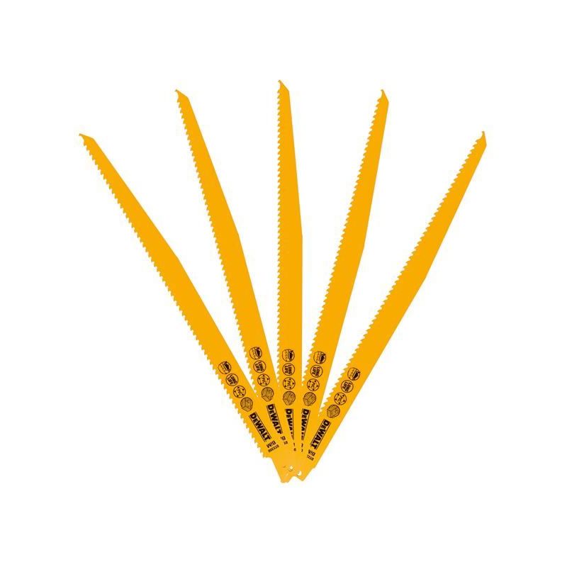 Dewalt Power Tools Bi-Metal Reciprocating Blade for Wood with Nails 305mm (Pack 5) DeWALT Power Tools - RockBottom Northampton