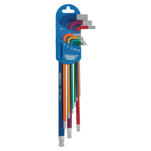 Draper 66134 Draper Expert Metric Extra Long Hex. and Ball End Key Set, Colour Coded (9 Piece)