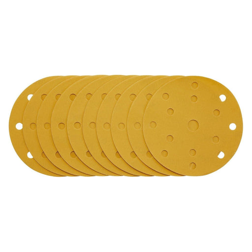 Draper 08478 Gold Sanding Discs with Hook & Loop, 150mm, 400 Grit, 15 Dust Extraction Holes (Pack of 10)