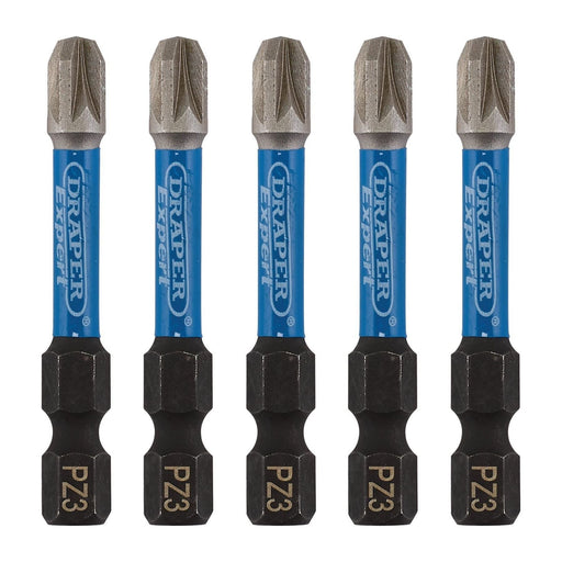 Draper 05648 Draper Expert PZ-Type Impact Screwdriver Bits, No.3 x 50mm, 1/4" Hex (Pack of 5)