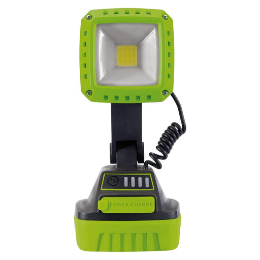 Draper 90033 COB LED Rechargeable Work Light, 10W, 1,000 Lumens, Green, 2 x 2.2Ah Batteries
