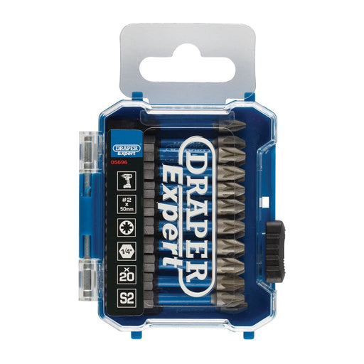 Draper 05696 Draper Expert PZ-Type Impact Screwdriver Bits, No.2 x 50mm, 1/4" Hex (Pack of 20)
