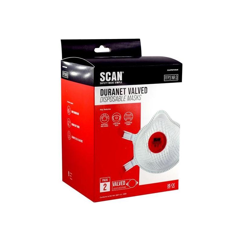 Scan Moulded Valved Masks FFP3 with Mesh (Pack 2) Scan - RockBottom Nothampton