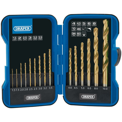 Draper 18549 HSS Titanium Nitride Coated Drill Bit Set (15 Piece)