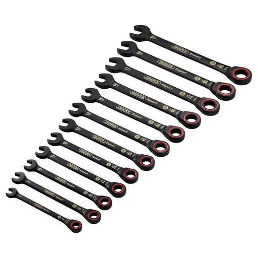 Draper 03896 Draper Expert HI-TORQ® Metric Ratchet Combination Spanner Set, Black (12 Piece)