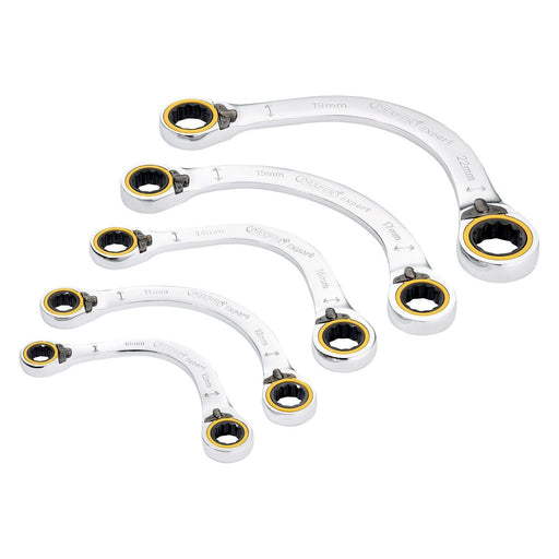 Draper 03941 Draper Expert HI-TORQ® Double Ring Reversible Ratchet Half Moon Spanner Set (5 Piece)