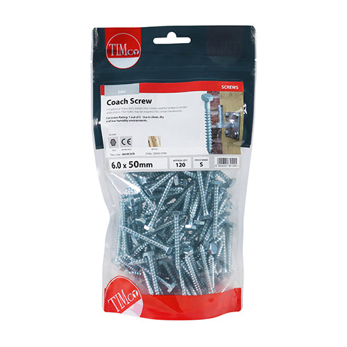 TIMCO Coach Screws Hex Head Silver — Bag