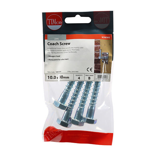 TIMCO Coach Screws Hex Head Silver — Trade Pack