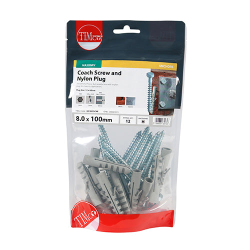 TIMCO Coach Screws Hex Head Silver — Bag