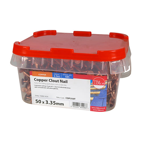 TIMCO Clout Nails Copper — 2kg Tub