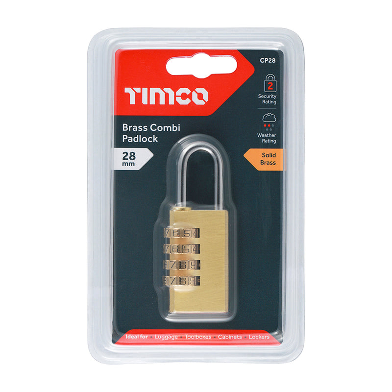 TIMCO Brass Combination Padlock - 21mm
