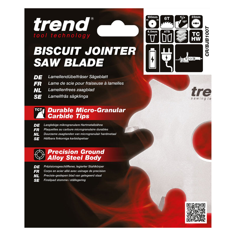 CR/BJB100T - Trend Cordless Biscuit Jointer Saw Blade 100mm x 22mm x 6T