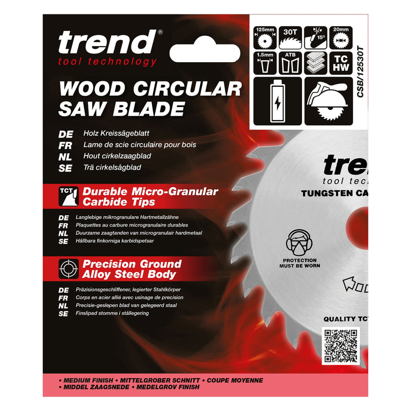 CSB/12530T - Trend Wood Cordless Circular Saw Blade 125mm x 20mm x 30T