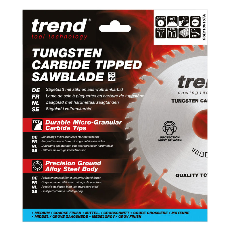 CSB/13612TA - Trend Wood Cordless Circular Saw Blade 136mm x 20mm x 12T