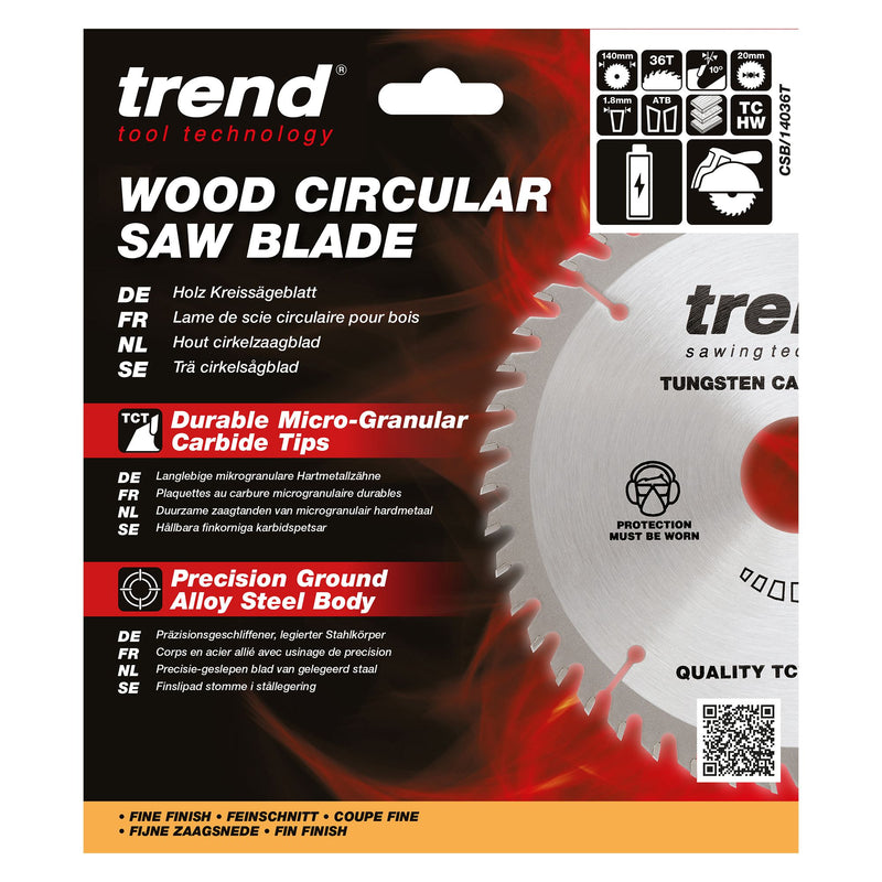 CSB/14036T - Trend Wood Cordless Circular Saw Blade 140mm x 20mm x 36T