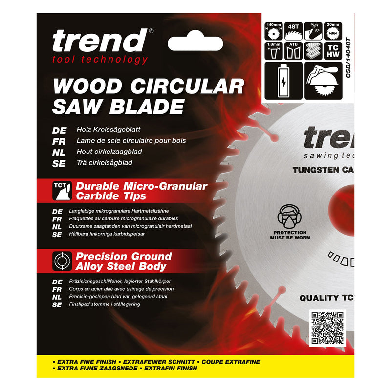 CSB/14048T - Trend Wood Cordless Circular Saw Blade 140mm x 20mm x 48T