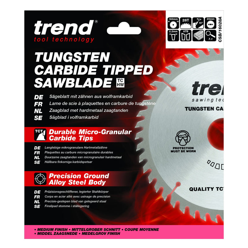 CSB/16028A - Trend Wood Circular Saw Blade 160mm x 20mm x 28T