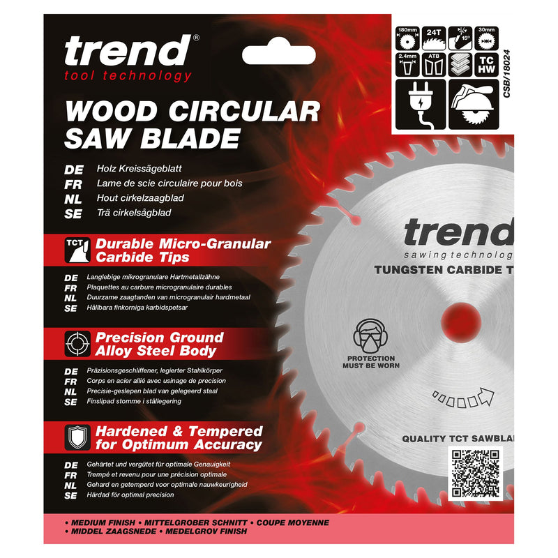 CSB/18024 - Trend Wood Circular Saw Blade 180mm x 30mm x 24T