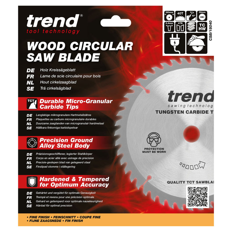 CSB/18040 - Trend Wood Circular Saw Blade 180mm x 30mm x 40T