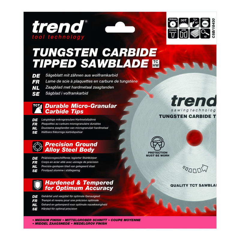 CSB/18430 - Trend Wood Circular Saw Blade 184mm x 16mm x 30T