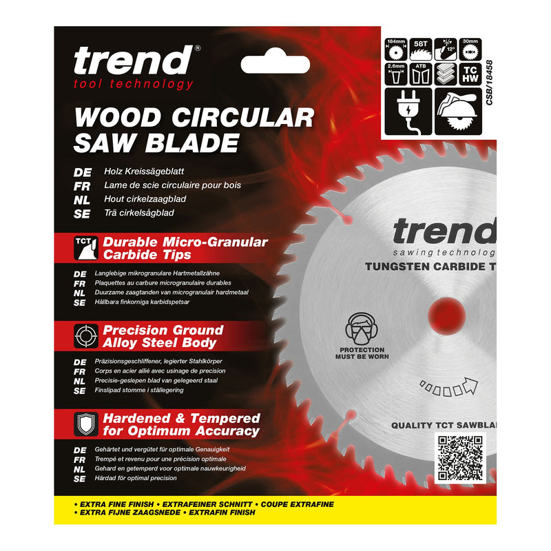 CSB/18458 - Trend Wood Circular Saw Blade 184mm x 30mm x 58T