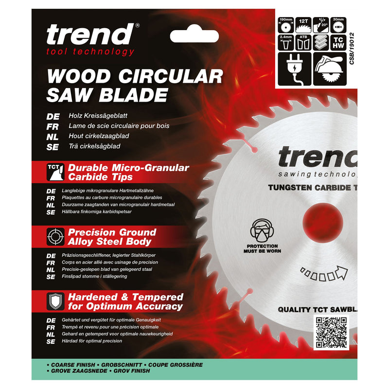 CSB/19012 - Trend Wood Circular Saw Blade 190mm x 30mm x 12T