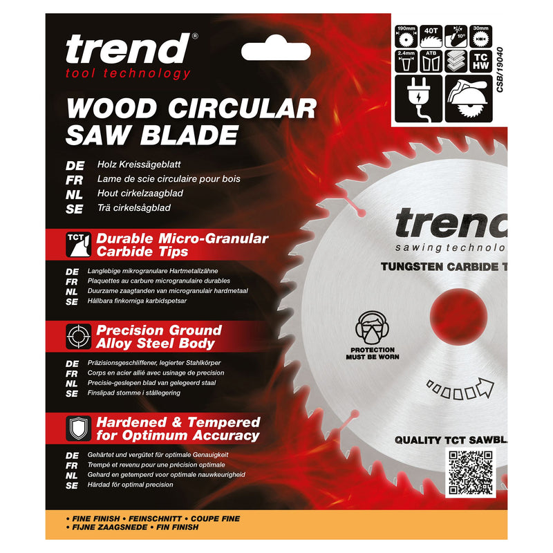 CSB/19040 - Trend Wood Circular Saw Blade 190mm x 30mm x 40T