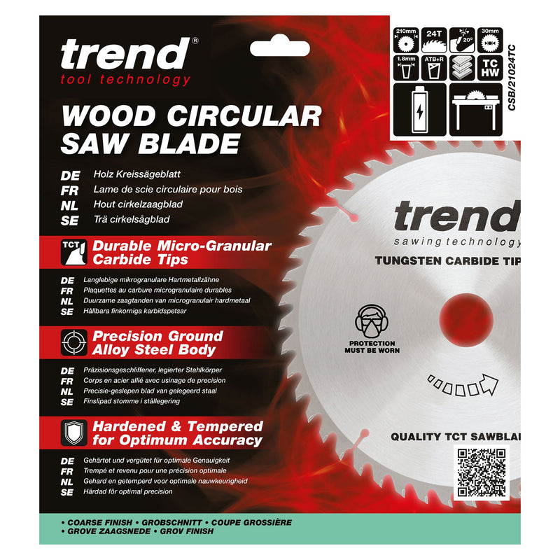 CSB/21024TC - Trend Wood Cordless ATBR Circular Saw Blade 210mm x 30mm x 24T