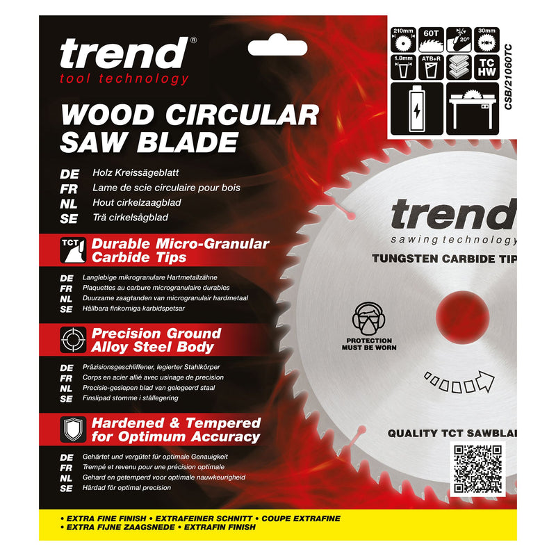 CSB/21060TC - Trend Wood Cordless ATBR Circular Saw Blade 210mm x 30mm x 60T