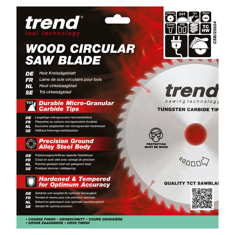 CSB/23524 - Trend Wood Circular Saw Blade 235mm x 30mm x 24T