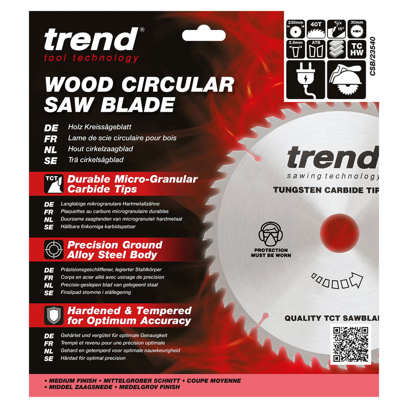 CSB/23540 - Trend Wood Circular Saw Blade 235mm x 30mm x 40T