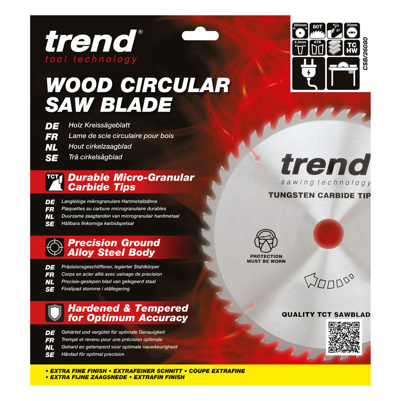 CSB/26080 - Trend Wood Circular Saw Blade 260mm x 30mm x 80T