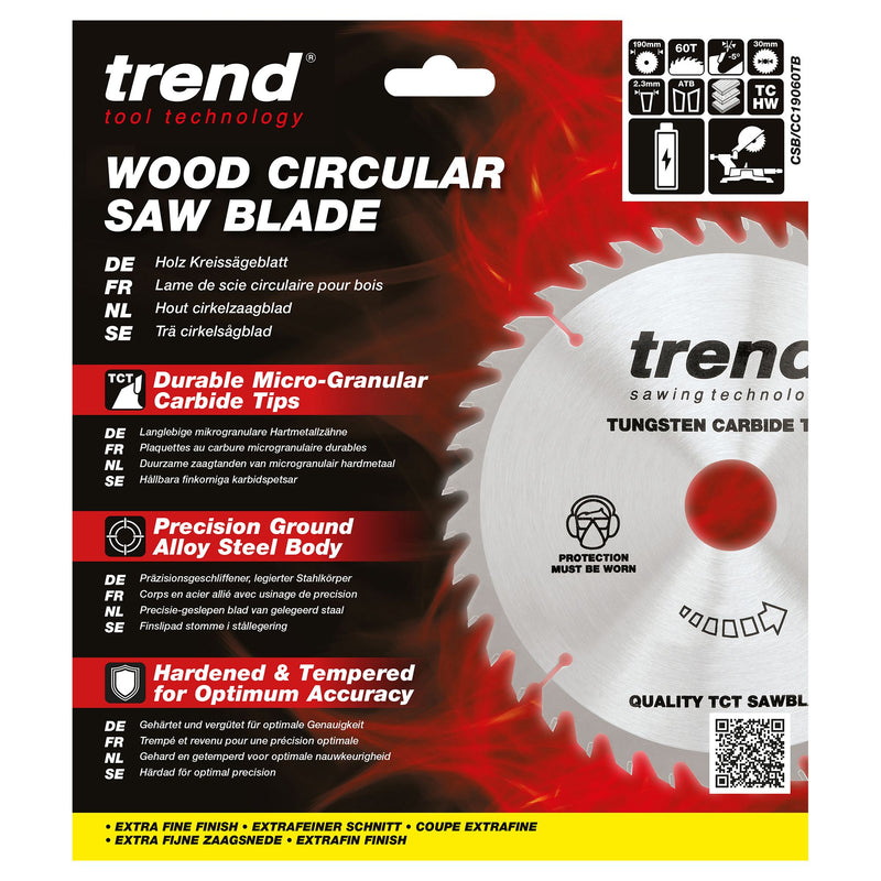 CSB/CC19060TB - Trend Wood Cordless Mitre Saw Blade 190mm x 30mm x 60T