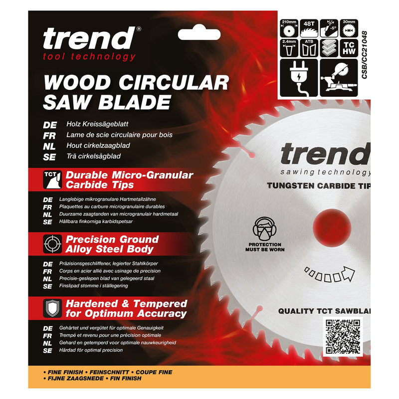 CSB/CC21048 - Trend Wood Mitre Saw Blade 210mm x 30mm x 48T