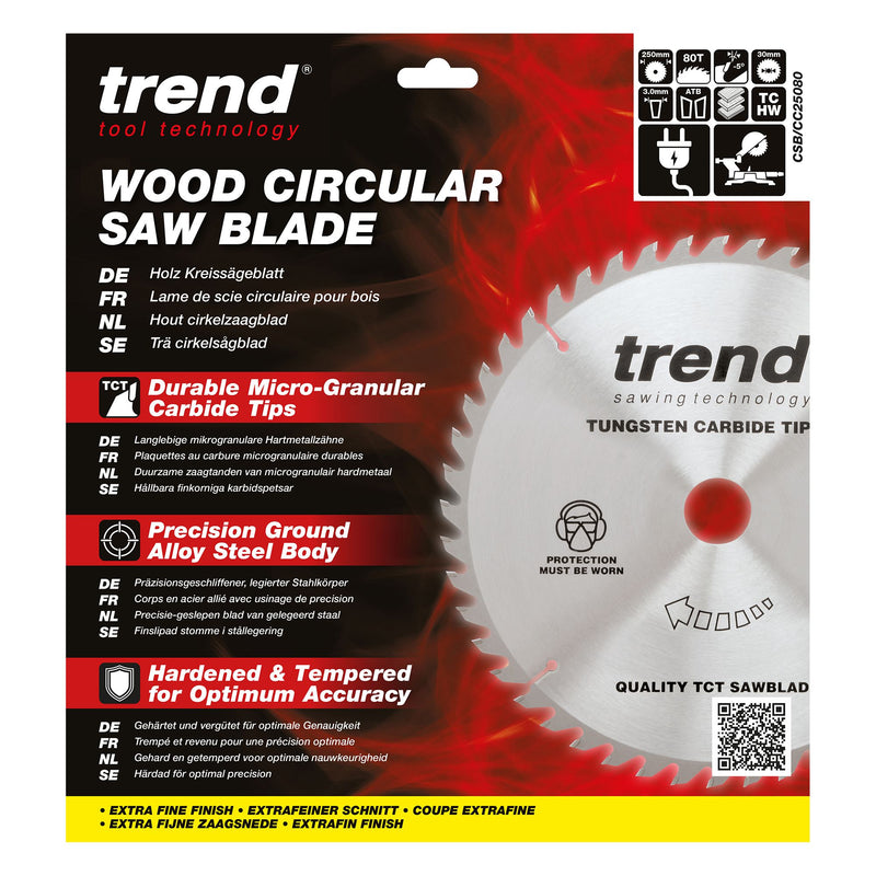 CSB/CC25080 - Trend Wood Mitre Saw Blade 250mm x 30mm x 80T