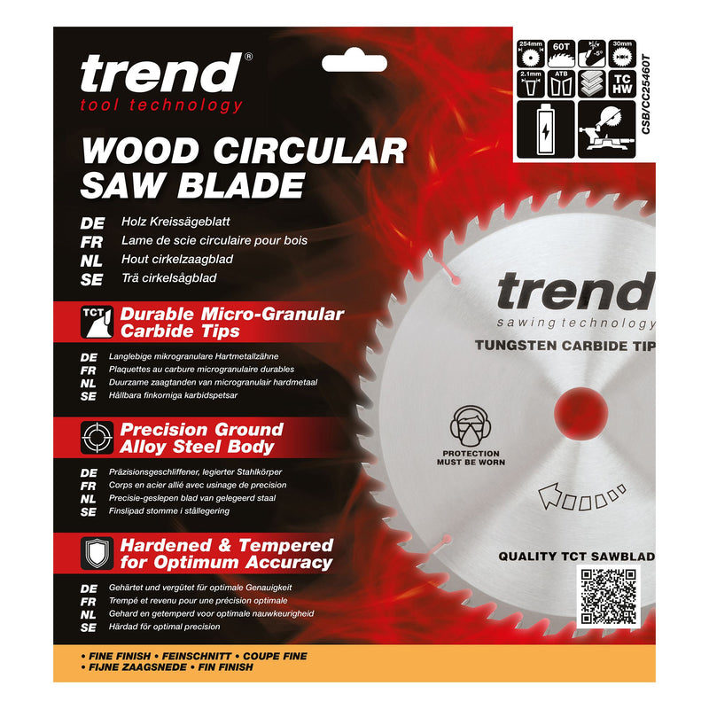 CSB/CC25460T - Trend Wood Cordless Mitre Saw Blade 254mm x 30mm x 60T