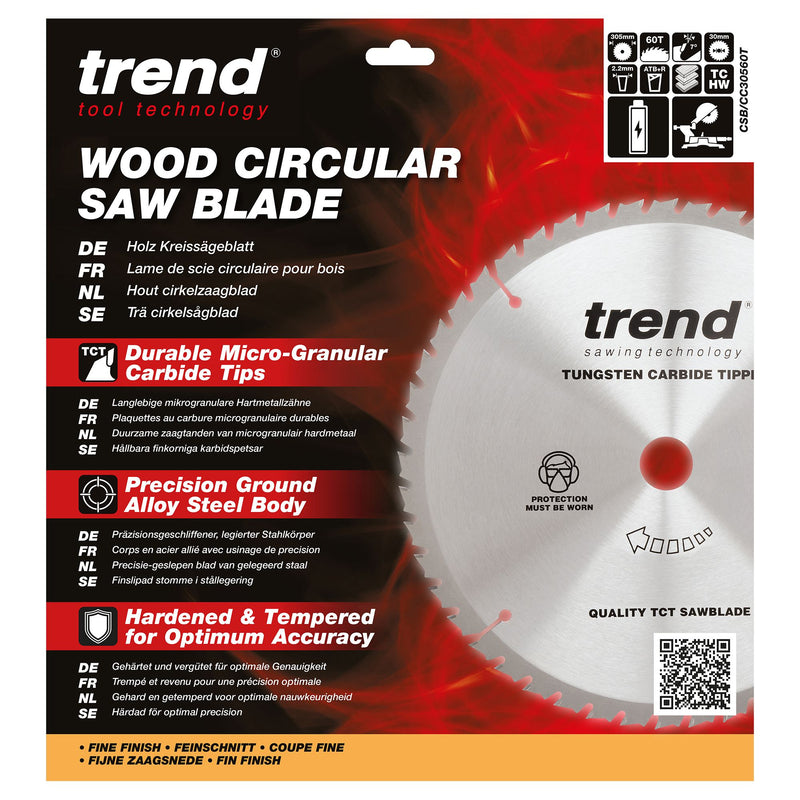 CSB/CC30560T - Trend Wood Cordless ATBR Mitre Saw Blade 305mm x 30mm x 60T