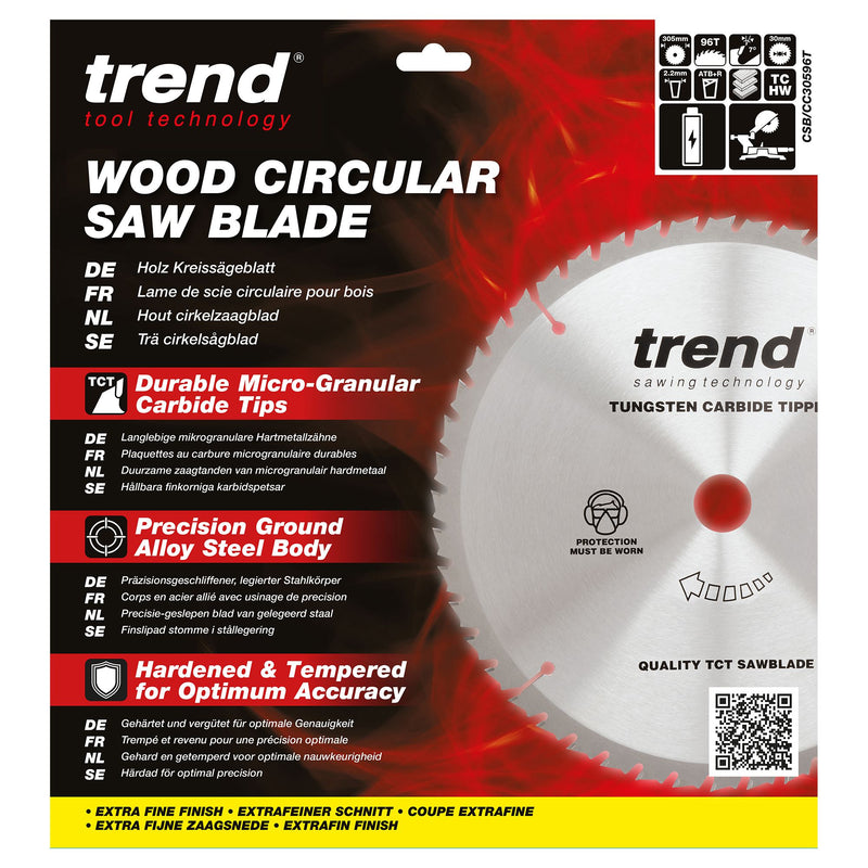 CSB/CC30596T - Trend Wood Cordless ATBR Mitre Saw Blade 305mm x 30mm x 96T