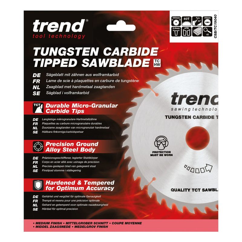 CSB/TC19040 - Trend Wood Circular Saw Blade 190mm x 30mm x 40T