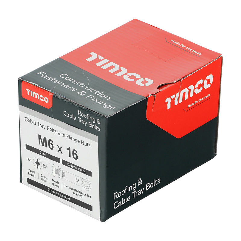 TIMCO Cable Tray Bolts & Flange Nuts Silver - M6 x 12