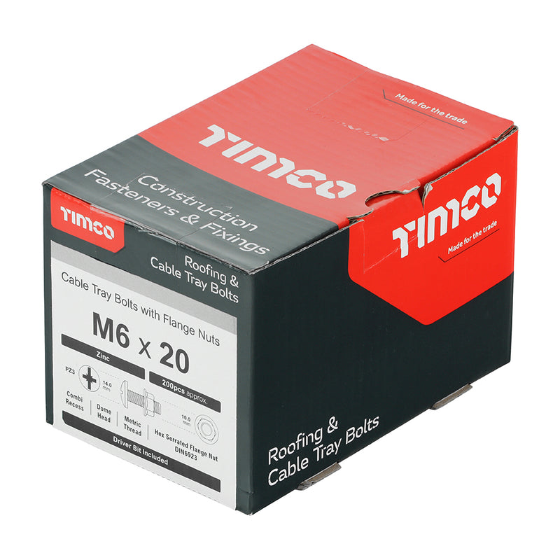 TIMCO Cable Tray Bolts & Flange Nuts Silver - M6 x 12
