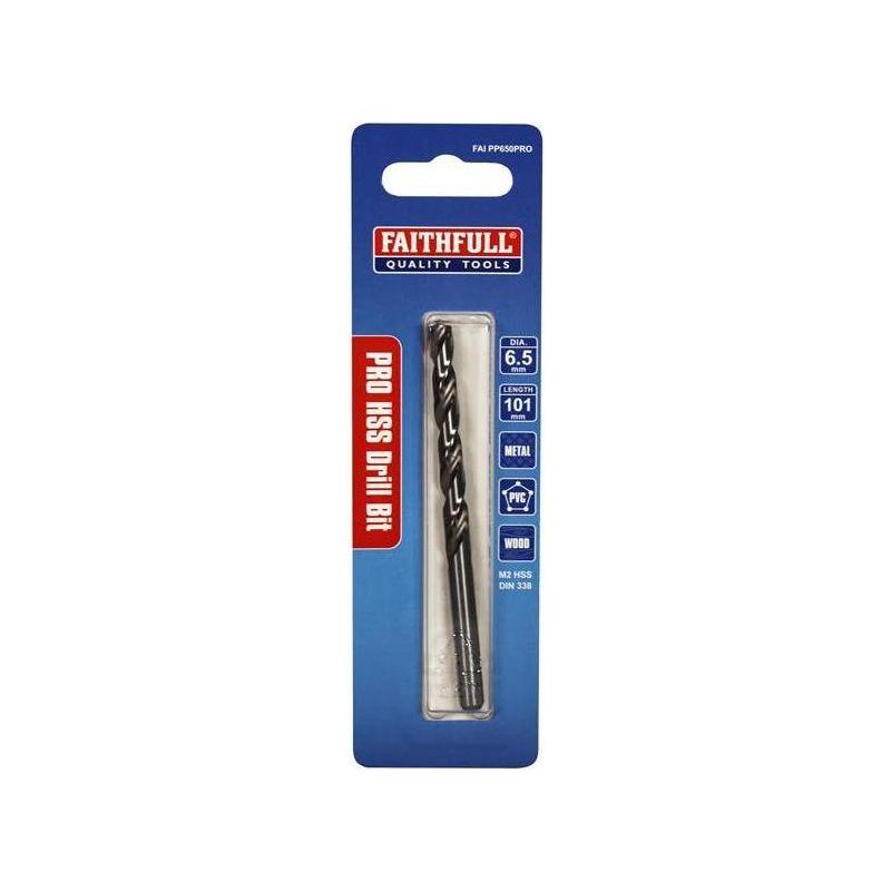 Faithfull Professional HSS Jobber Drill Bit Pre Pack 6.50mm OL:100mm WL:58mm Faithfull - RockBottom Northampton