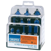 Draper 72892 TCT Router Bit Set, 1/4" (12 Piece)