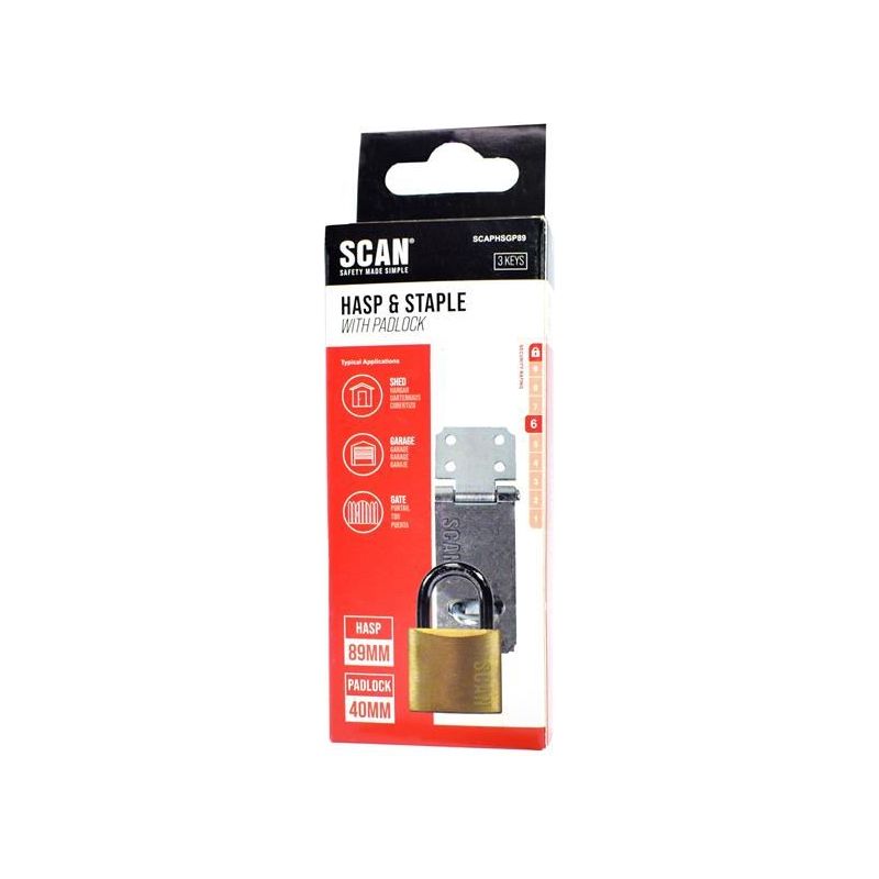 Scan Hasp and Staple 89mm + 40mm Padlock Scan - RockBottom Nothampton