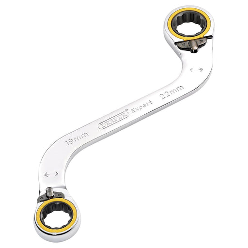 Draper 03946 Draper Expert HI-TORQ® Double Ring Ratchet S-Shape Spanner, 19 x 22mm