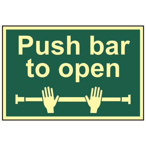 Scan Push Bar To Open - Photoluminescent 300 x 200mm Scan - RockBottom Nothampton
