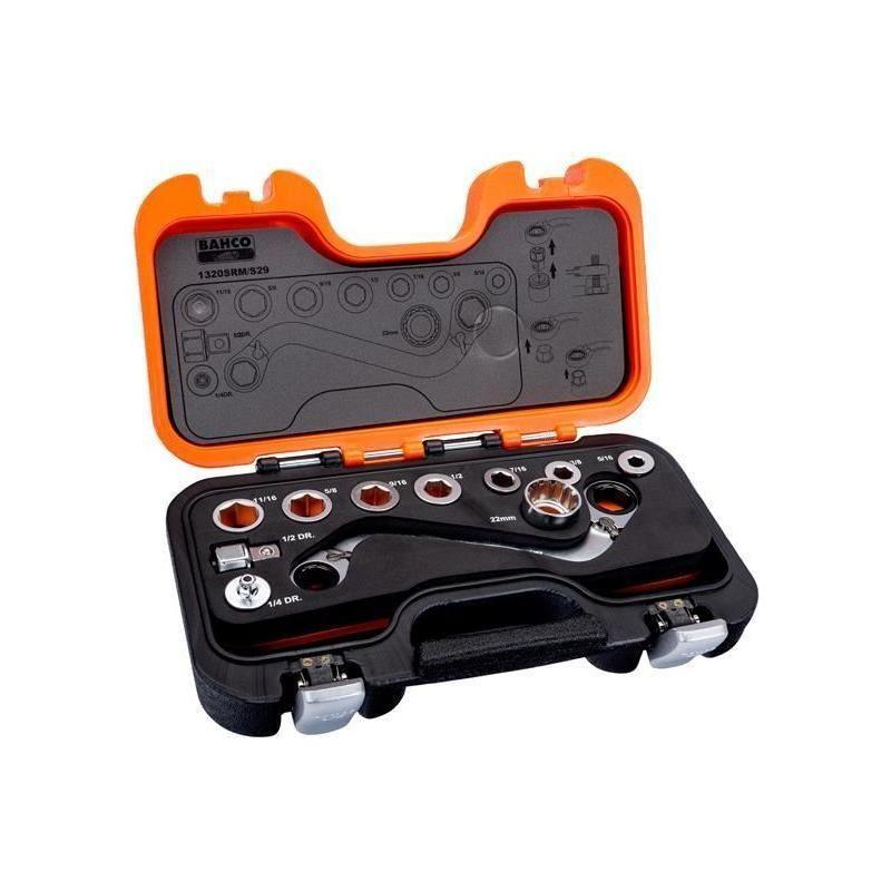 Bahco S Type Ratchet Ring Wrench & Adaptor Set, 29 Piece Bahco - RockBottom Northampton