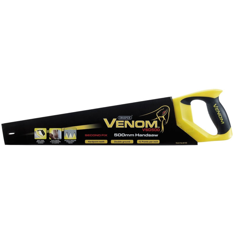 Draper 82195 Draper Venom® Second Fix Double Ground Handsaw, 500mm, 11tpi/12ppi