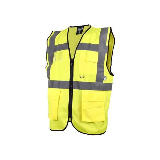 Scan Hi-Vis Utility Yellow Waistcoat - M (41in) Scan - RockBottom Nothampton